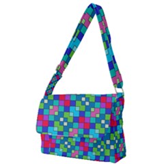 Retro Squares                                        Full Print Messenger Bag by LalyLauraFLM