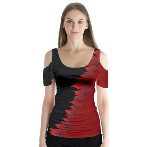 Canada Maple Leaf Butterfly Sleeve Cutout Tee  by CanadaSouvenirs