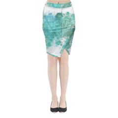 Splash Teal Midi Wrap Pencil Skirt by vintage2030