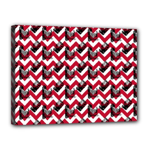 Vintage Camera Chevron Canvas 16  X 12  (stretched) by snowwhitegirl