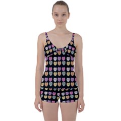 Valentine Hearts Black Tie Front Two Piece Tankini by snowwhitegirl