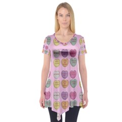 Valentine Hearts Pink Short Sleeve Tunic  by snowwhitegirl