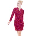 Maroon Dark Red Triangle Mosaic Button Long Sleeve Dress View1