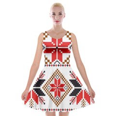 Ornament Stars Textile Crochet Velvet Skater Dress by Sapixe