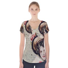 Vintage 1079412 1920 Short Sleeve Front Detail Top by vintage2030