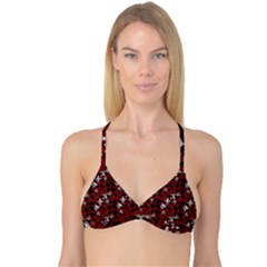 Gothic Woman Rose Bats Pattern Reversible Tri Bikini Top by snowwhitegirl