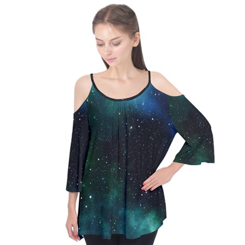 Galaxy Sky Blue Green Flutter Tees by snowwhitegirl