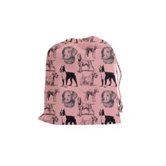 Dog Pattern Pink Drawstring Pouch (medium) by snowwhitegirl