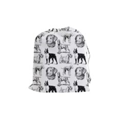 Dog Pattern White Drawstring Pouch (medium) by snowwhitegirl