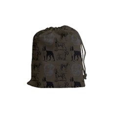 Dog Pattern Brown Drawstring Pouch (medium) by snowwhitegirl