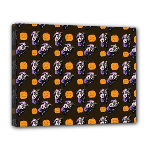 Halloween Skeleton Pumpkin Pattern Brown Canvas 14  X 11  (stretched) by snowwhitegirl