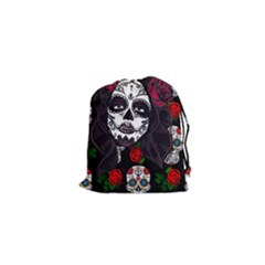 Mexican Skull Lady Drawstring Pouch (xs) by snowwhitegirl