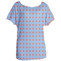 Pastel Mod Blue Orange Circles Women s Oversized Tee by BrightVibesDesign