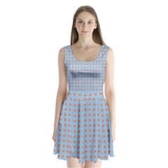 Pastel Mod Blue Orange Circles Split Back Mini Dress  by BrightVibesDesign