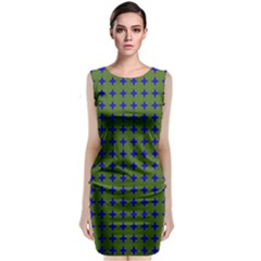 Mod Circles Green Blue Sleeveless Velvet Midi Dress by BrightVibesDesign