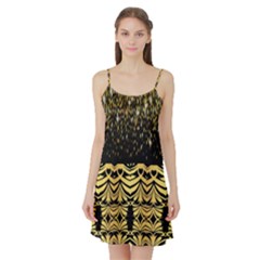 Black Vintage Background With Golden Swirls By Flipstylez Designs  Satin Night Slip by flipstylezfashionsLLC