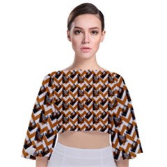 Vintage Camera Chevron Orange Tie Back Butterfly Sleeve Chiffon Top by snowwhitegirl