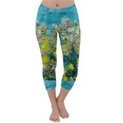 Bloom In Vintage Ornate Style Capri Winter Leggings  by pepitasart