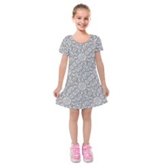 Geometric Grey Print Pattern Kids  Short Sleeve Velvet Dress by dflcprints