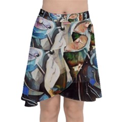 Robot Cyborg Cyberpunk Automation Chiffon Wrap Front Skirt by Simbadda
