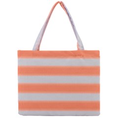Bold Stripes Orange Pattern Mini Tote Bag by BrightVibesDesign