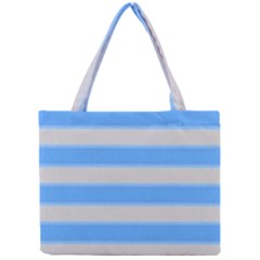 Bold Stripes Bright Blue Pattern Mini Tote Bag by BrightVibesDesign
