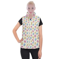 Donuts Pattern Women s Button Up Vest by Valentinaart