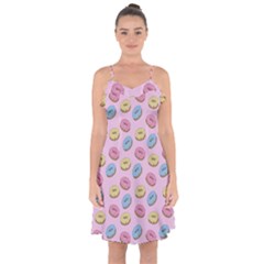Donuts Pattern Ruffle Detail Chiffon Dress by Valentinaart