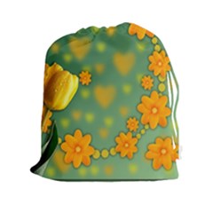 Background Design Texture Tulips Drawstring Pouch (xxl) by Celenk
