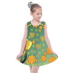 Background Design Texture Tulips Kids  Summer Dress by Celenk