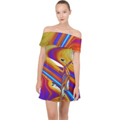 Soap Bubble Color Colorful Off Shoulder Chiffon Dress by Celenk