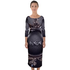 Jesus Quarter Sleeve Midi Bodycon Dress by NSGLOBALDESIGNS2