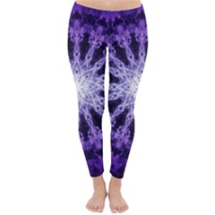 Fractal Mandala Background Purple Classic Winter Leggings by Simbadda