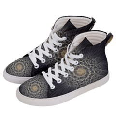Fractal Mandala Feathers Grey Women s Hi-top Skate Sneakers by Simbadda