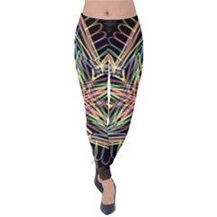 Star Mandala Pattern Design Doodle Velvet Leggings by Simbadda