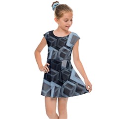 3d Cube Fantasy Square Shape Kids Cap Sleeve Dress by Simbadda