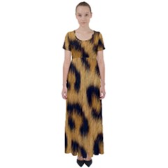 Animal Print Leopard High Waist Short Sleeve Maxi Dress by NSGLOBALDESIGNS2