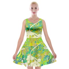 Floral 1 Abstract Velvet Skater Dress by dressshop