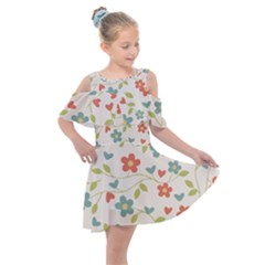 Flowers Pattern Kids  Shoulder Cutout Chiffon Dress by Hansue
