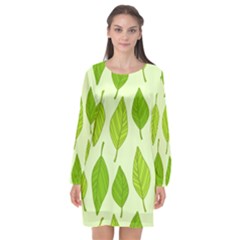 Autumn Pattern Long Sleeve Chiffon Shift Dress  by Hansue
