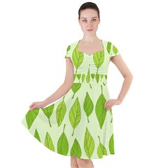 Autumn Pattern Cap Sleeve Midi Dress by Hansue
