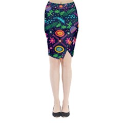Colorful Pattern Midi Wrap Pencil Skirt by Hansue