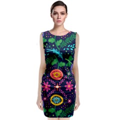 Colorful Pattern Sleeveless Velvet Midi Dress by Hansue