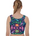 Colorful Pattern Velvet Racer Back Crop Top View2