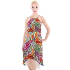 Art Flower Pattern Background High-low Halter Chiffon Dress  by Nexatart