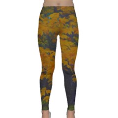 Yellow Fall Leaves And Branches Classic Yoga Leggings by bloomingvinedesign