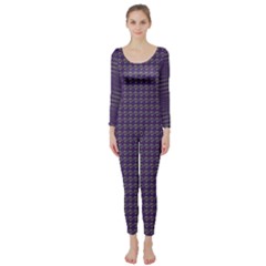 Luv Machine Robot Houndstooth Pattern (purple) Long Sleeve Catsuit by emilyzragz