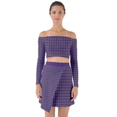 Luv Machine Robot Houndstooth Pattern (purple) Off Shoulder Top With Skirt Set by emilyzragz