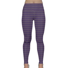Luv Machine Robot Houndstooth Pattern (purple) Lightweight Velour Classic Yoga Leggings by emilyzragz