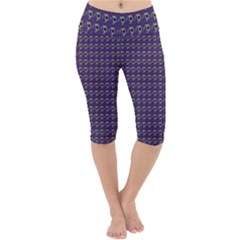 Luv Machine Robot Houndstooth Pattern (purple) Lightweight Velour Cropped Yoga Leggings by emilyzragz